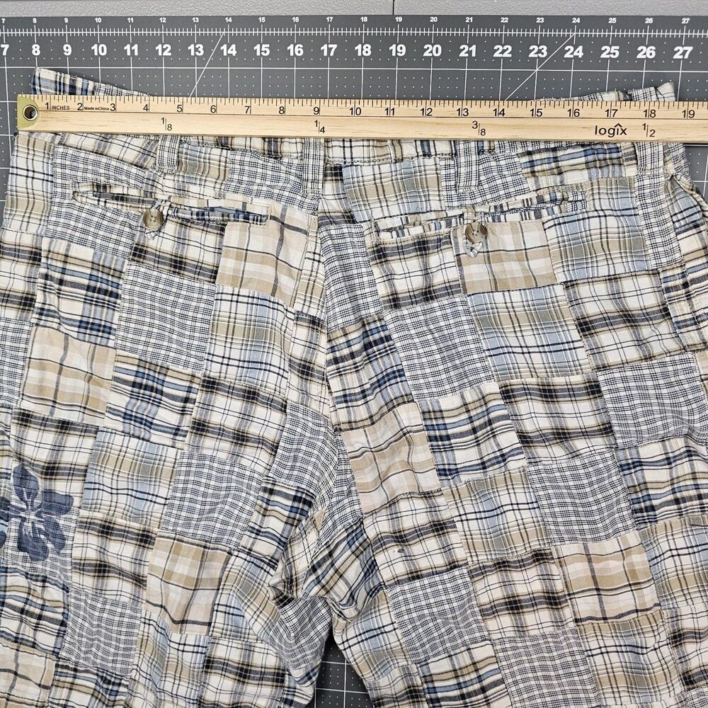 Vintage Old Navy Madras Patchwork Shorts Men's 38x10 Plaid Preppy Loose Relaxed - Picture 9 of 14